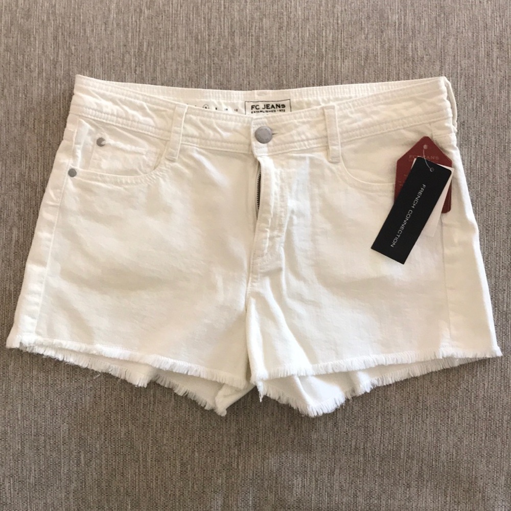 Frayed White French Connection Jean Shorts